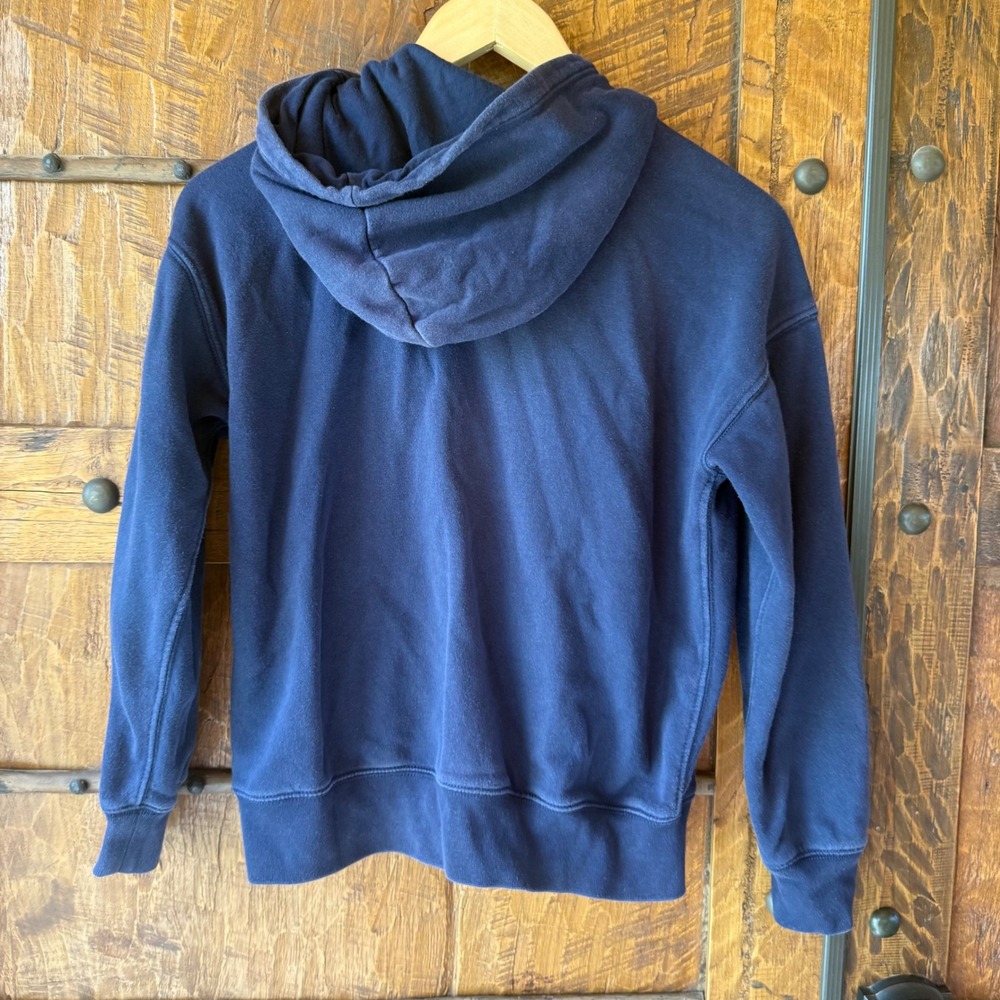 Gap Zip Up Hoodie Kids L 10 Navy Blue Cotton Blend Logo Fleece Sweatshirt - Picture 7 of 8